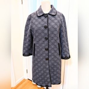 TAHARI coat M graphic blue/black/grey woven cotton texture geometric lightweight